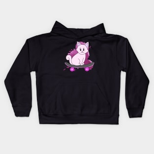 Pink Skater Cat Kids Hoodie